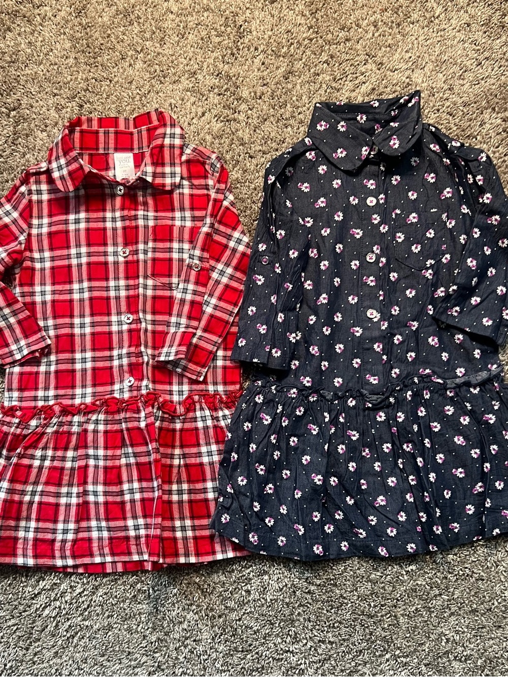 Carter's Red Plaid & Navy Floral Button-Front Dresses